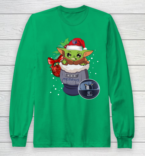Memphis Grizzlies Christmas Baby Yoda Star Wars Funny Happy NBA Long Sleeve T-Shirt 7