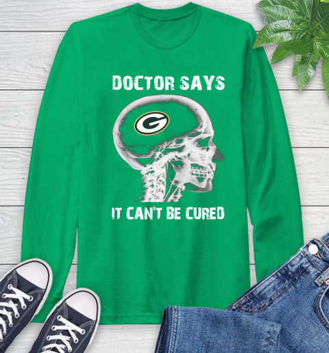 NFL Green Bay Packers Football Skull It Can't Be Cured Shirt Long Sleeve T-Shirt 9