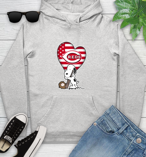 Cincinnati Reds MLB Baseball The Peanuts Movie Adorable Snoopy Youth Hoodie
