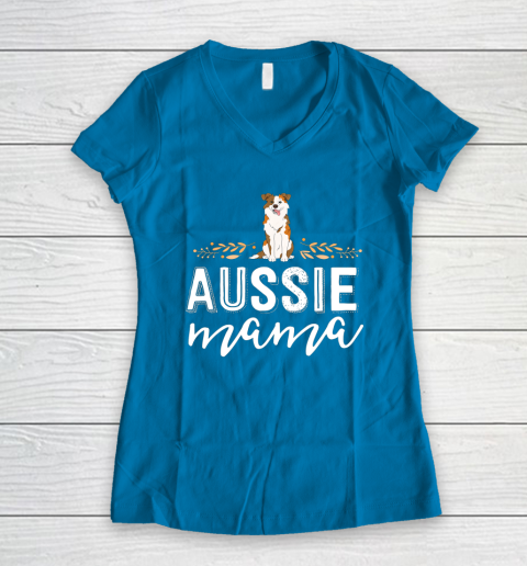 Dog Mom Shirt Aussie Mama Dog Mom Shirt For Women Australian Shepherd Women's V-Neck T-Shirt 5