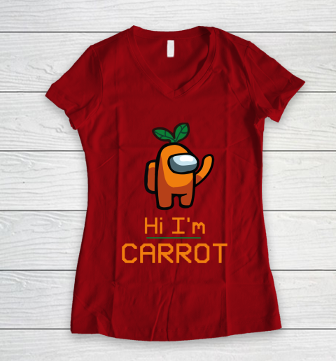 Among Us Shirt IM CARROT ORANGE AMONG A7 Women's V-Neck T-Shirt 6