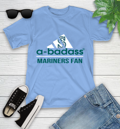 MLB A Badass Seattle Mariners Fan Adidas Baseball Sports Youth T-Shirt 15
