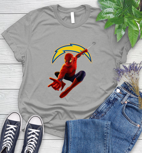 NFL Spider Man Avengers Endgame Football Los Angeles Chargers Women's T-Shirt 10