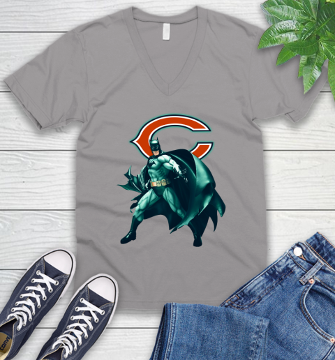 NFL Batman Football Sports Chicago Bears V-Neck T-Shirt 4