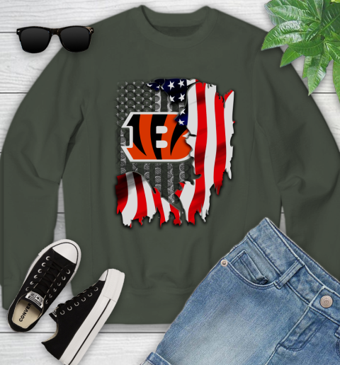 Cincinnati Bengals NFL Football American Flag Youth Sweatshirt 9