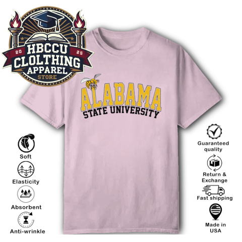 Alabama State University ASU HBCU T-Shirt p1o6 alabama state university asu hbcu classic t shirt 2 front light pink HBCU Clothing Apparel