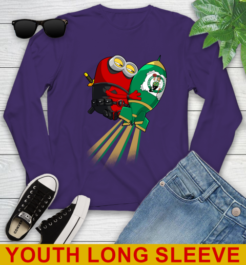 NBA Basketball Boston Celtics Deadpool Minion Marvel Shirt Youth Long Sleeve 4