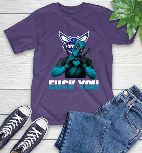 NBA Charlotte Hornets Deadpool Love You Fuck You Basketball Sports T-Shirt 5