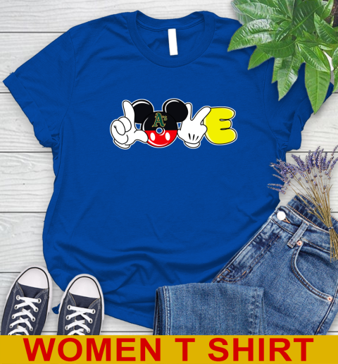 Oakland Athletics MLB Baseball Love Mickey Disney Sports Women's T-Shirt 9
