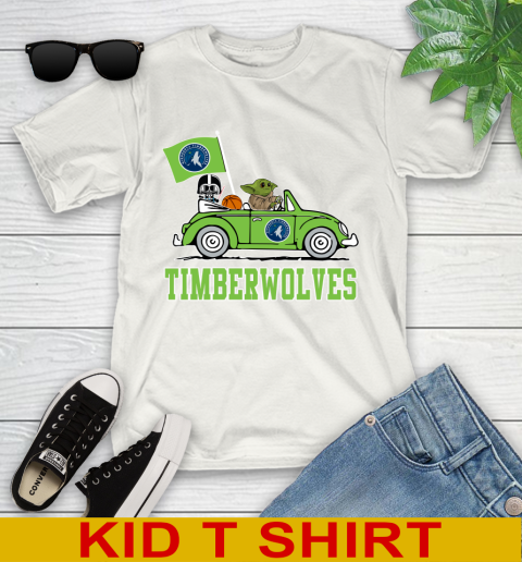 NBA Basketball Minnesota Timberwolves Darth Vader Baby Yoda Driving Star Wars Shirt Youth T-Shirt