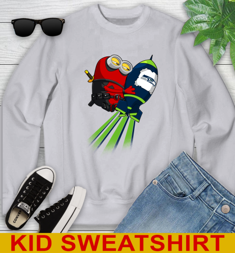 NFL Football Seattle Seahawks Deadpool Minion Marvel Shirt Youth Sweatshirt 4 NFL Football Seattle Seahawks Deadpool Minion Marvel Shirt Youth Sweatshirt - Image 4