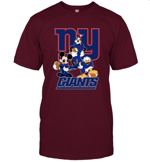Mickey Donald Goofy The Three New York Giants Football Unisex Jersey Tee