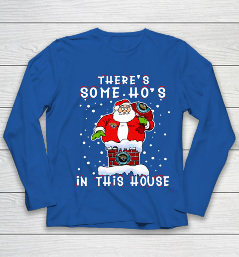 Jacksonville Jaguars Christmas There Is Some Hos In This House Santa Stuck In The Chimney NFL Youth Long Sleeve 7