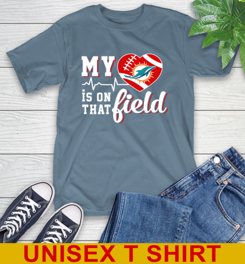 NFL My Heart Is On That Field Football Sports Miami Dolphins T-Shirt 8