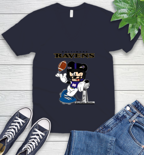 NFL Baltimore Ravens Mickey Mouse Disney Super Bowl Football T Shirt V-Neck T-Shirt 13