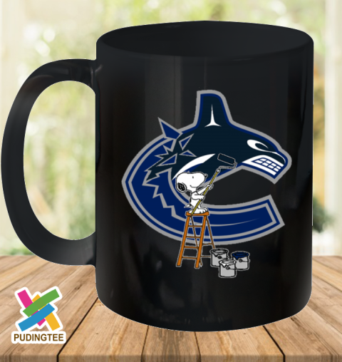 Snoopy Paints The Vancouver Canucks Logo Nhl Ice Hockey Ceramic