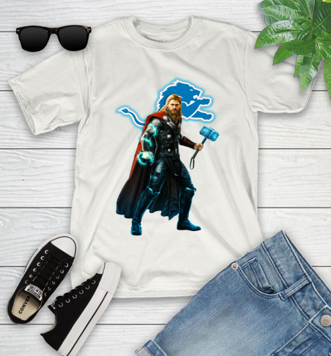 NFL Thor Avengers Endgame Football Detroit Lions Youth T-Shirt