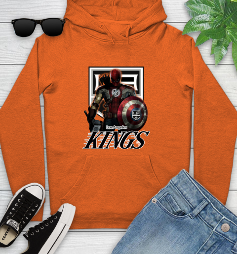 NHL Captain America Thor Spider Man Hawkeye Avengers Endgame Hockey Los Angeles Kings Youth Hoodie 5