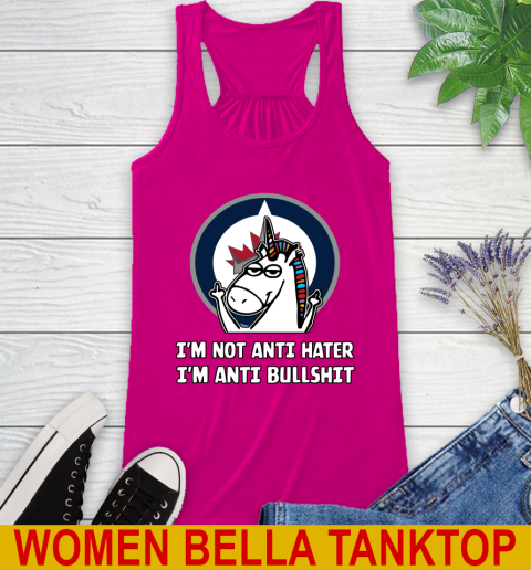 Winnipeg Jets NHL Hockey Unicorn I'm Not Anti Hater I'm Anti Bullshit Racerback Tank 8