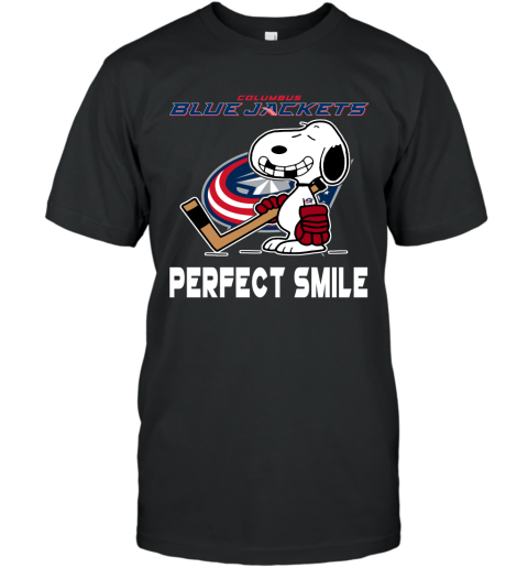 NHL Columbus Blue Jackets Snoopy Perfect Smile The Peanuts Movie Hockey T Shirt