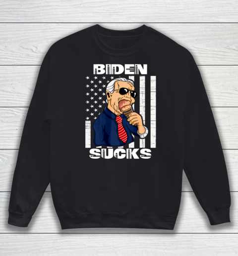 Biden Sucks Shirt American Flag Anti Biden Ice Cream Sweatshirt