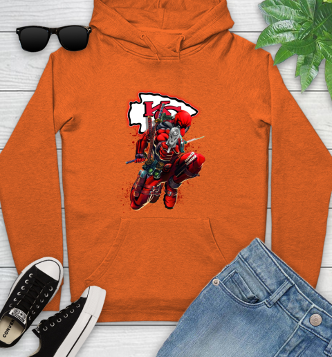 NFL Deadpool Marvel Comics Sports Football Kansas City Chiefs Youth Hoodie 5