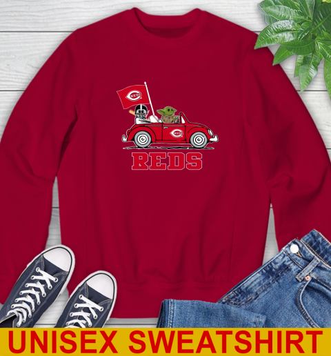 MLB Baseball Cincinnati Reds Darth Vader Baby Yoda Driving Star Wars Shirt Sweatshirt 7