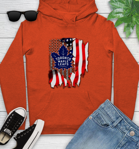 Toronto Maple Leafs NHL Hockey American Flag Youth Hoodie 4