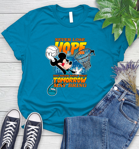 Charlotte Hornets NBA Basketball Mickey Disney Never Lose Hope Women's T-Shirt 10