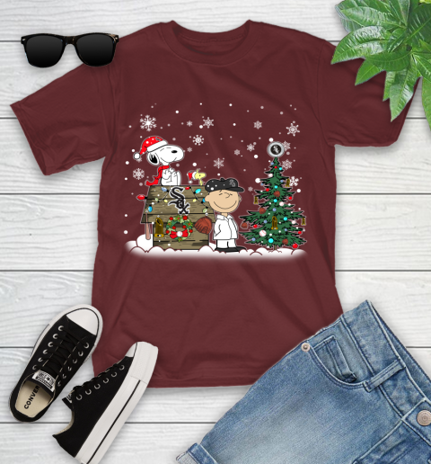 MLB Chicago White Sox Snoopy Charlie Brown Christmas Baseball Commissioner's Trophy Youth T-Shirt 14