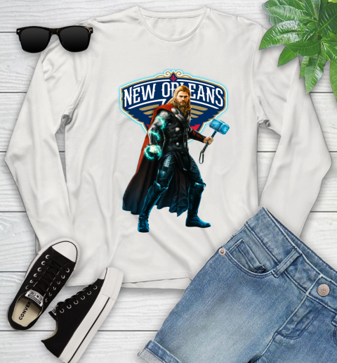 NBA Thor Avengers Endgame Basketball New Orleans Pelicans Youth Long Sleeve 12