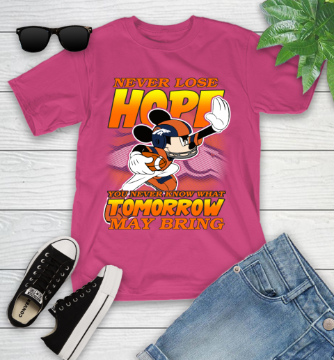 Denver Broncos NFL Football Mickey Disney Never Lose Hope Youth T-Shirt 11