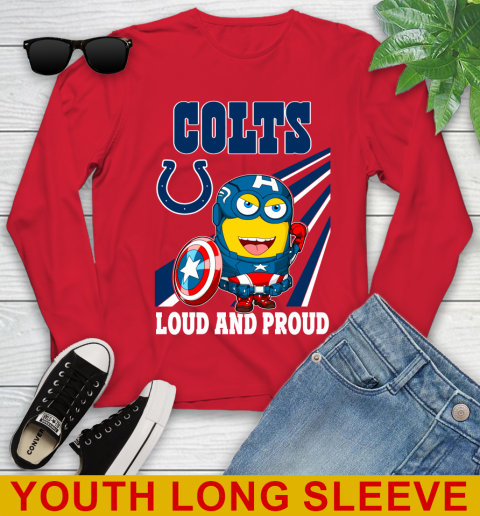 NFL Football Indianapolis Colts Captain America Marvel Avengers Minion Shirt Youth Long Sleeve 11