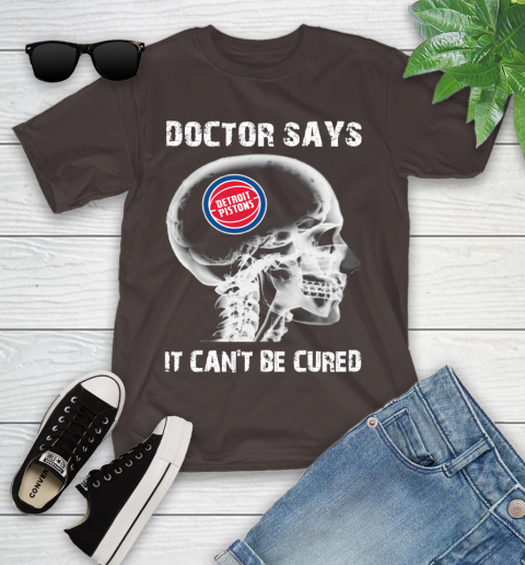 NBA Detroit Pistons Basketball Skull It Can't Be Cured Shirt Youth T-Shirt 6