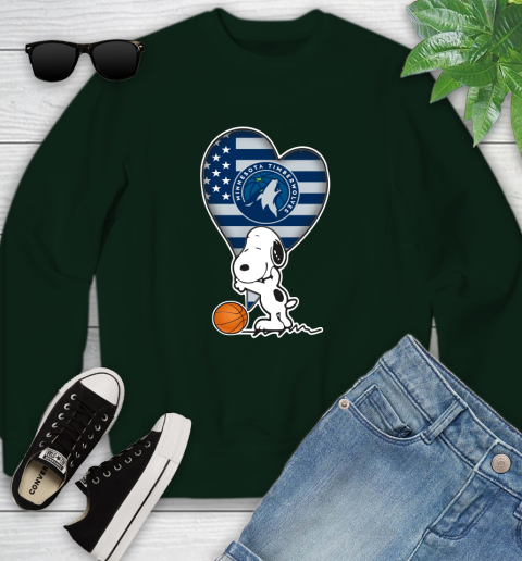 Minnesota Timberwolves NBA Basketball The Peanuts Movie Adorable Snoopy Youth Sweatshirt 10