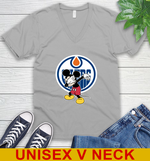 Edmonton Oilers NHL Hockey Dabbing Mickey Disney Sports V-Neck T-Shirt 4