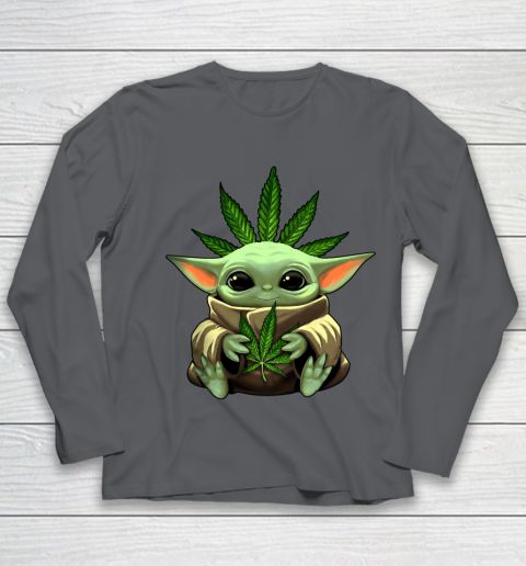 Baby Yoda Hug Marijuana Canabis Youth Long Sleeve 8