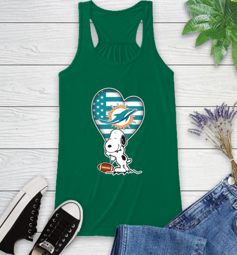 Miami Dolphins NFL Football The Peanuts Movie Adorable Snoopy Racerback Tank 7