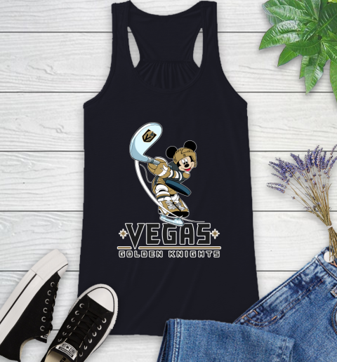 NHL Hockey Vegas Golden Knights Cheerful Mickey Mouse Shirt Racerback Tank 9