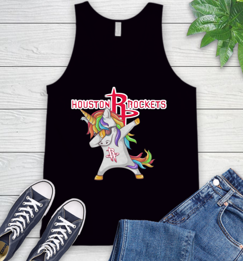 Houston Rockets NBA Basketball Funny Unicorn Dabbing Sports Tank Top 2