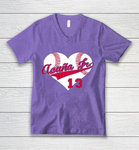 Ronald Acuna Jr Baseball Heart Gameday V-Neck T-Shirt 8