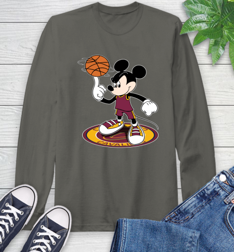 NBA Basketball Cleveland Cavaliers Cheerful Mickey Disney Shirt Long Sleeve T-Shirt 9