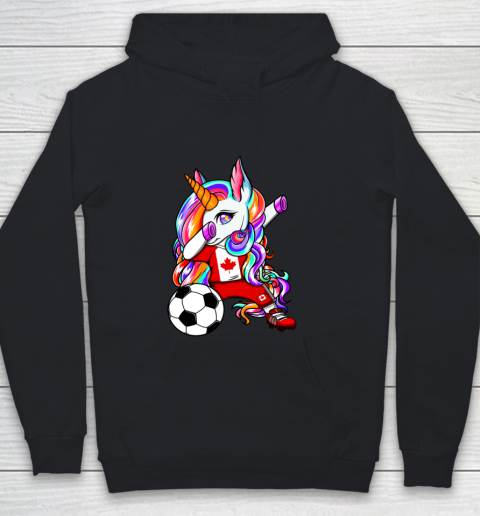 Dabbing Unicorn Canada Soccer Fans Jersey Canadian Football Youth Hoodie