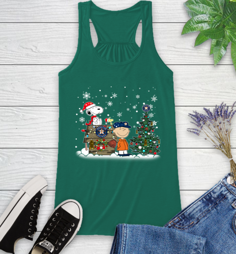 MLB Houston Astros Snoopy Charlie Brown Christmas Baseball Commissioner's Trophy Racerback Tank 6