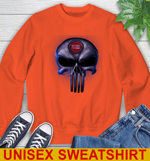 Detroit Pistons NBA Basketball Punisher Skull Sports Sweatshirt 3