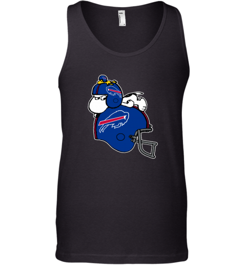 4psw snoopy and woodstock resting on buffalo bills helmet unisex tank 17 front black