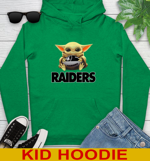 NFL Football Oakland Raiders Baby Yoda Star Wars Shirt Youth Hoodie 8