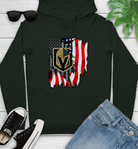 Vegas Golden Knights NHL Hockey American Flag Youth Hoodie 14