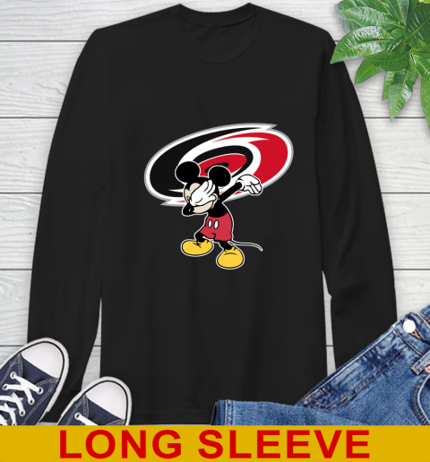 Carolina Hurricanes NHL Hockey Dabbing Mickey Disney Sports Long Sleeve T-Shirt 2