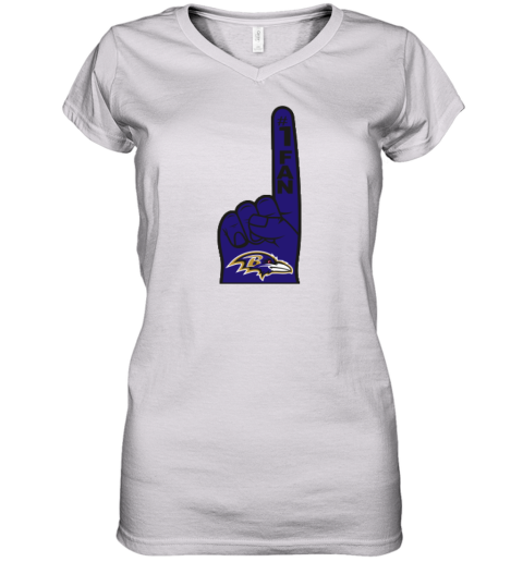 Baltimore Ravens Number 1 Fan Women's V-Neck T-Shirt